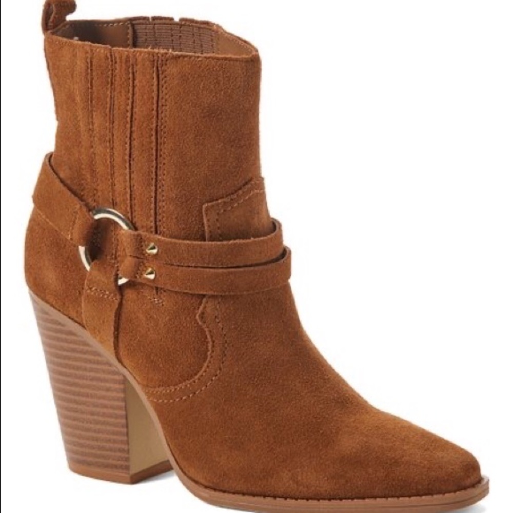 ALDO Brends suede leather ankle bootie cognac 8, 9, 10, 11 NWT